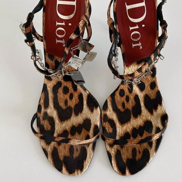 RARE - Dior Animal Print, Dog Tag Charms Heels - Picture 1 of 11